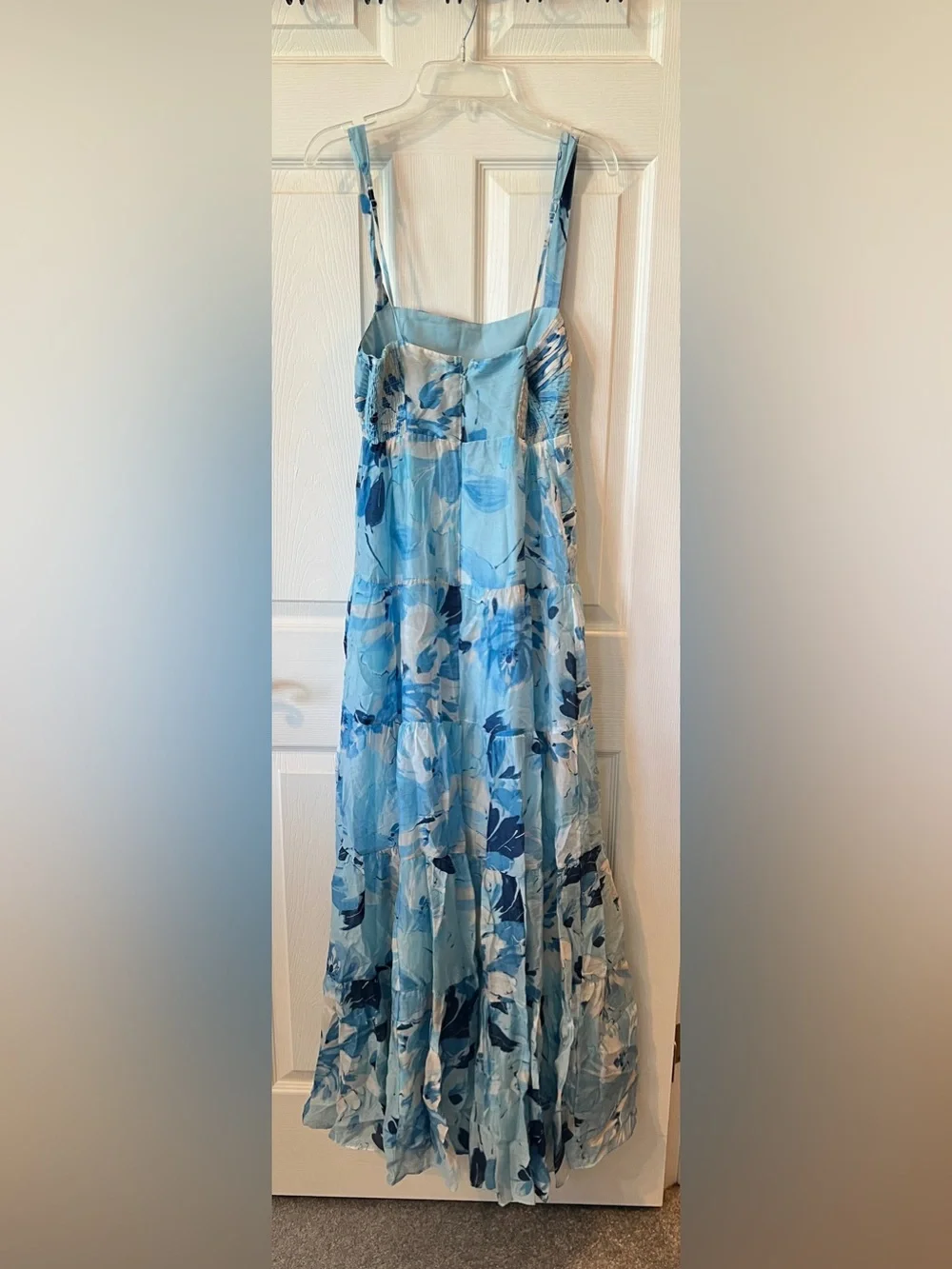 Abercrombie & Fitch Blue Floral Tiered Maxi Dress X Smocked Boho